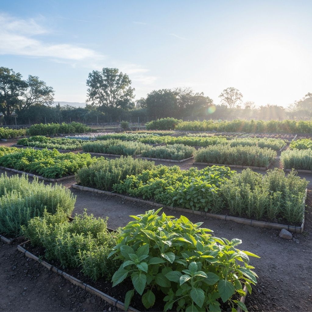 Serene botanical garden with balanced eco elements